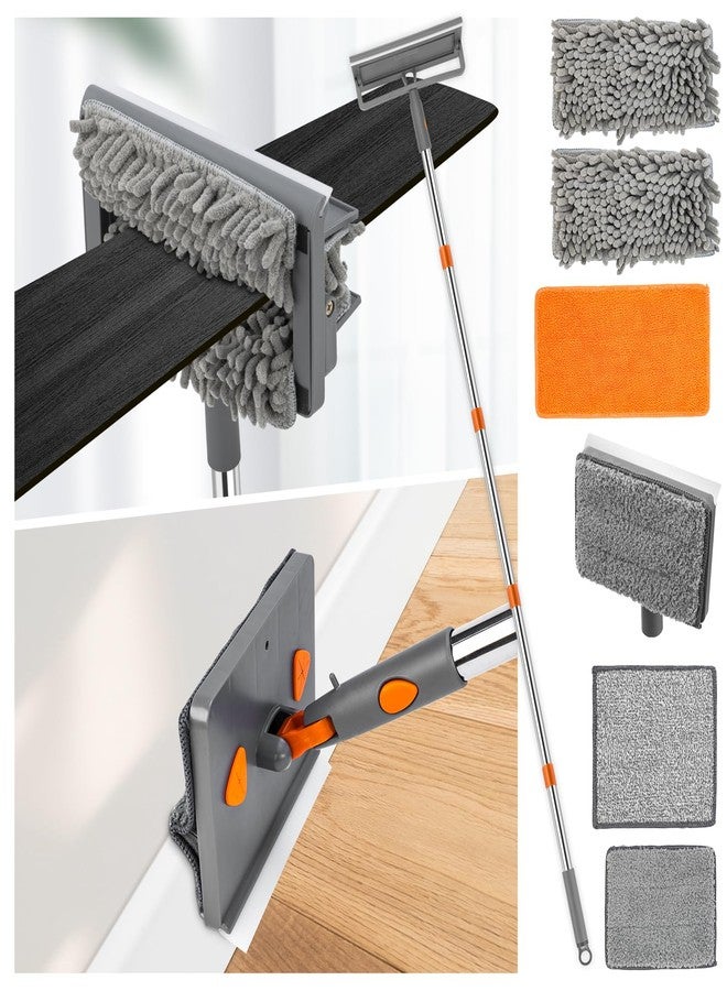 CALBEAU Ceiling Fan Cleaner Duster with 84'' Extension Pole, Baseboard Cleaner Tool with Handle, Reusable Chenille & Microfiber Pads for Dusting Ceiling Fan Baseboard Wall Window Floor - Image 2